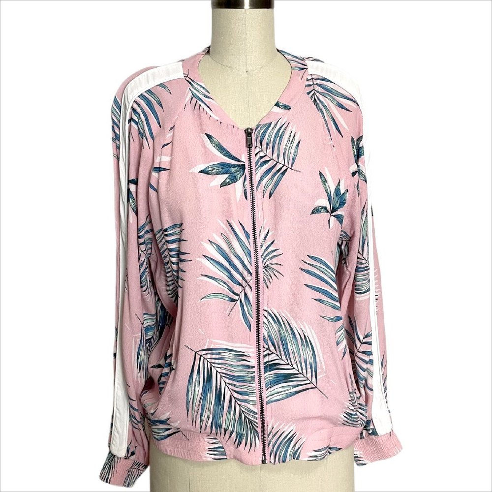 BB Dakota tropical bomber jacket size L – retro palm print baseball style